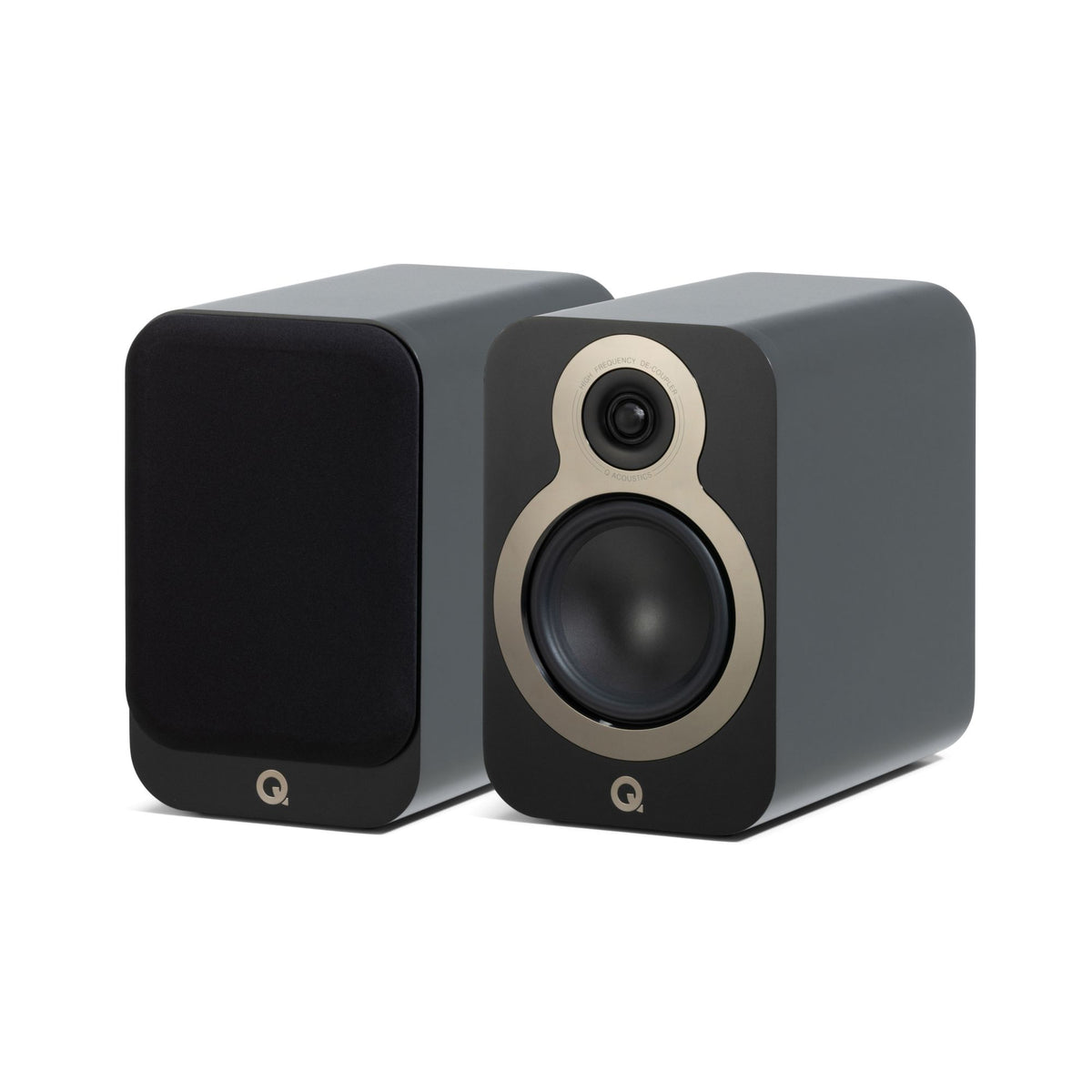 QA3322-Q Acoustics 3020c Satin Black Pair of Bookshelf speakers-Black