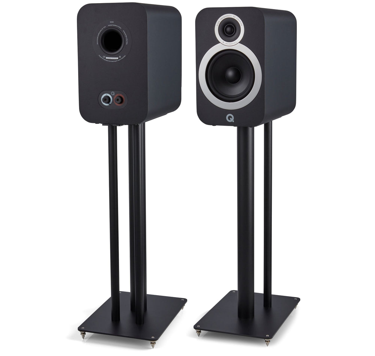 Q Acoustics 3030i standmount speakers with stands - Carbon Black 
