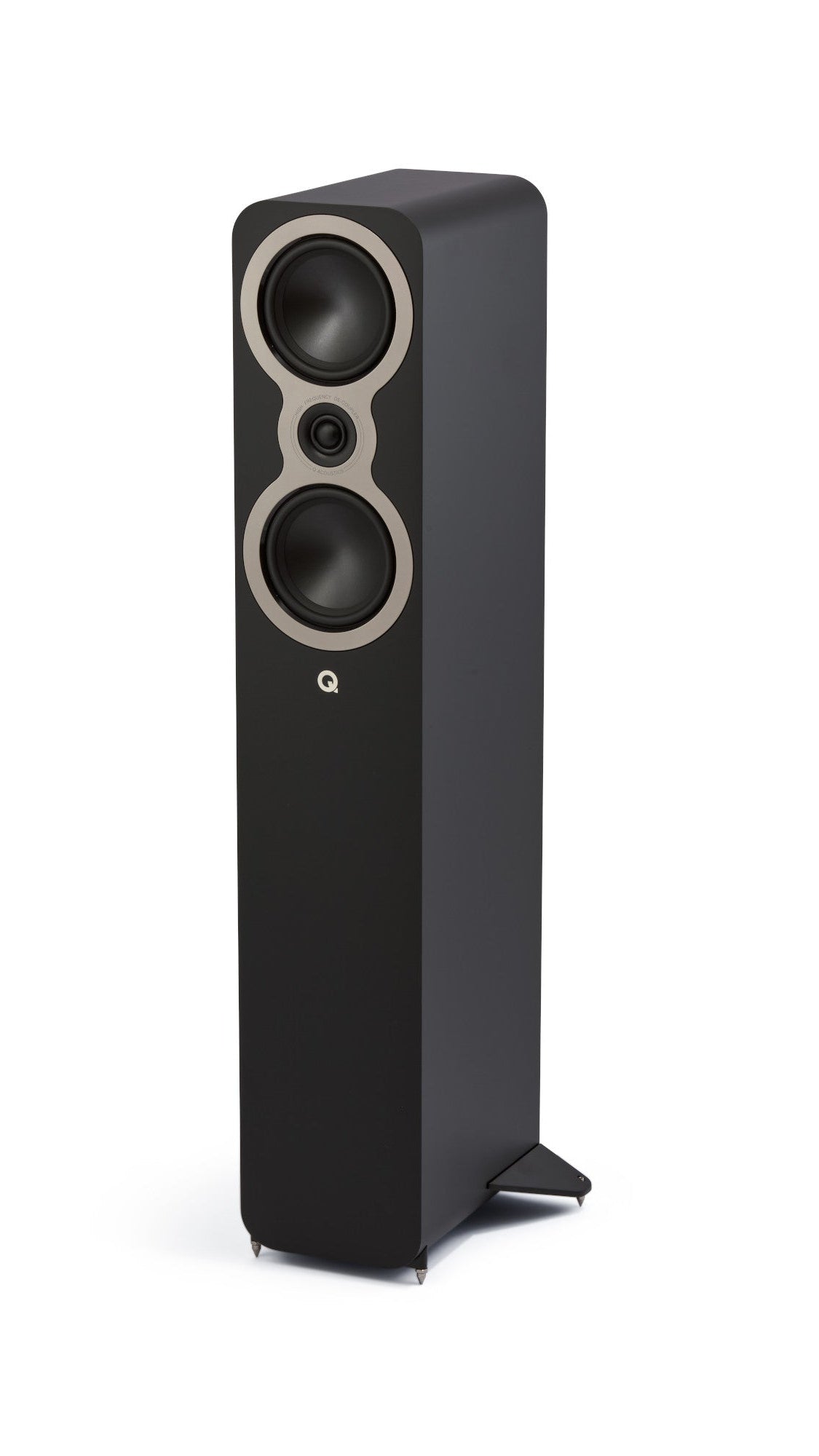 Q Acoustics 3040c Compact Floorstanding speaker without grille on in black