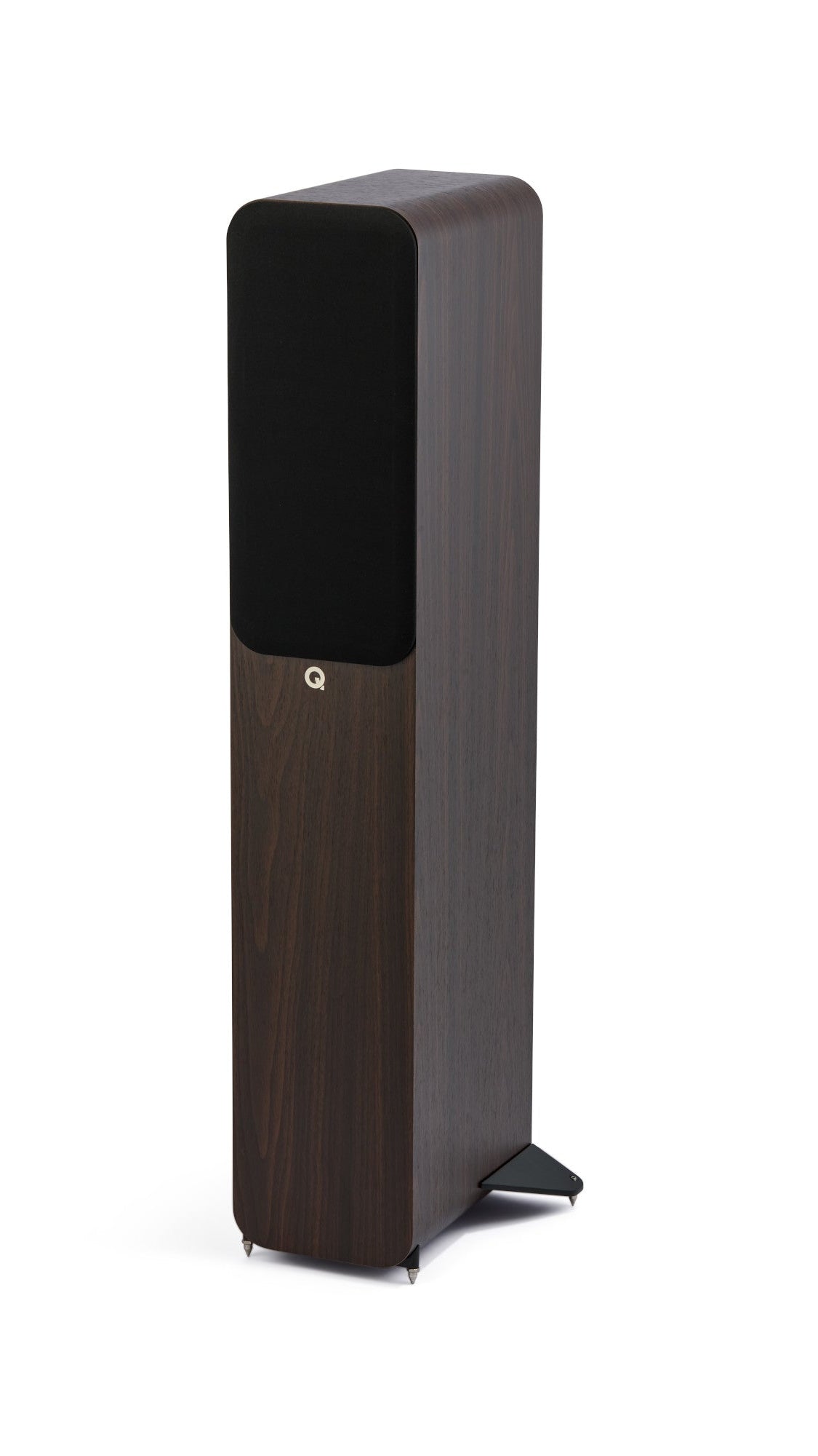Q Acoustics 3040c Compact Floorstanding speaker with grille on  in walnut