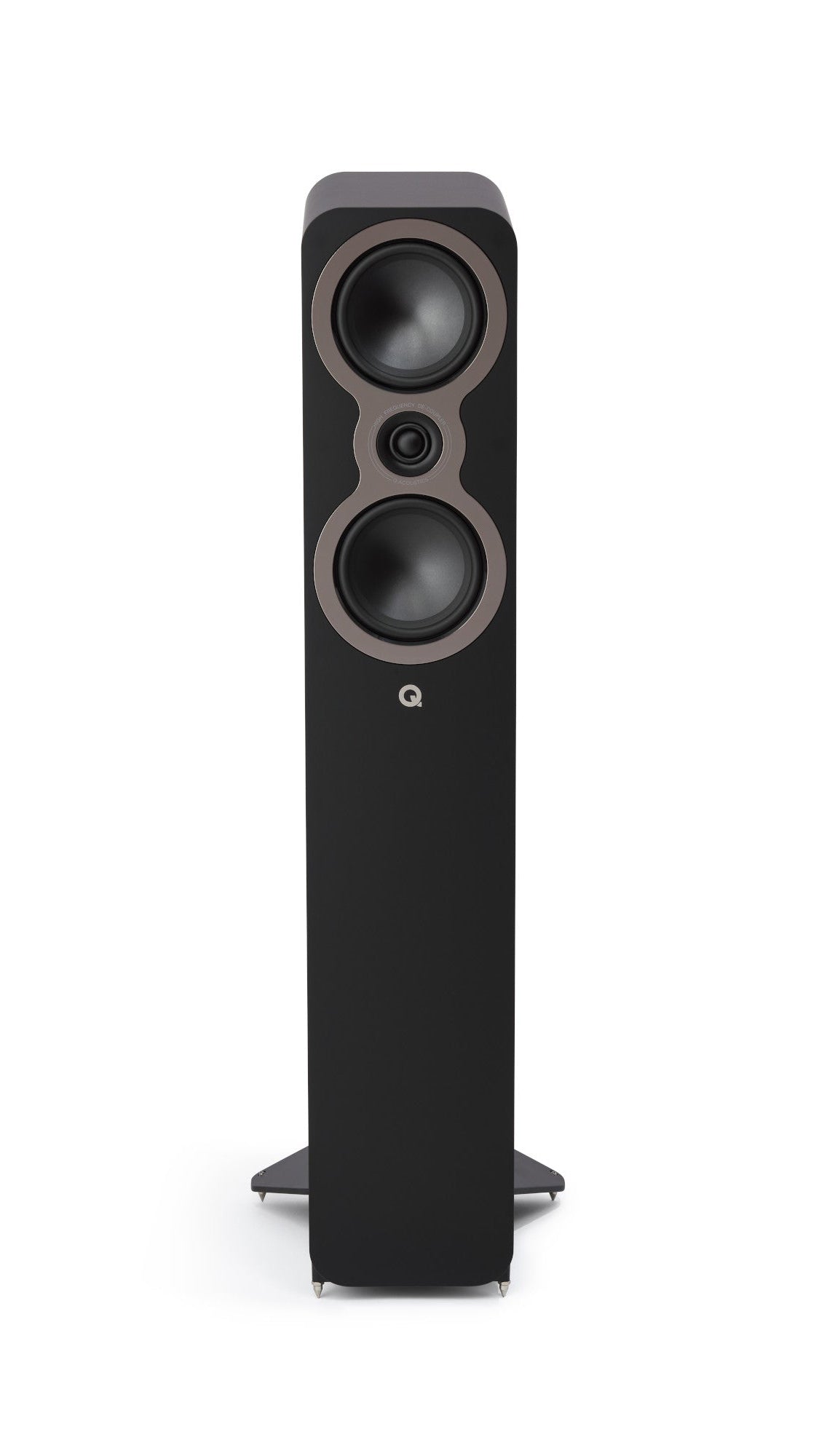 Q Acoustics 3040c Compact Floorstanding speaker without grille on in black