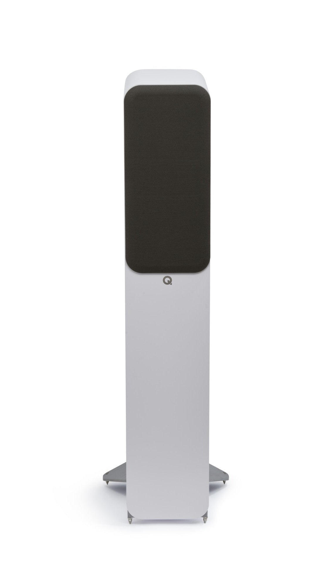 Q Acoustics 3040c Compact Floorstanding speaker with grille on in white