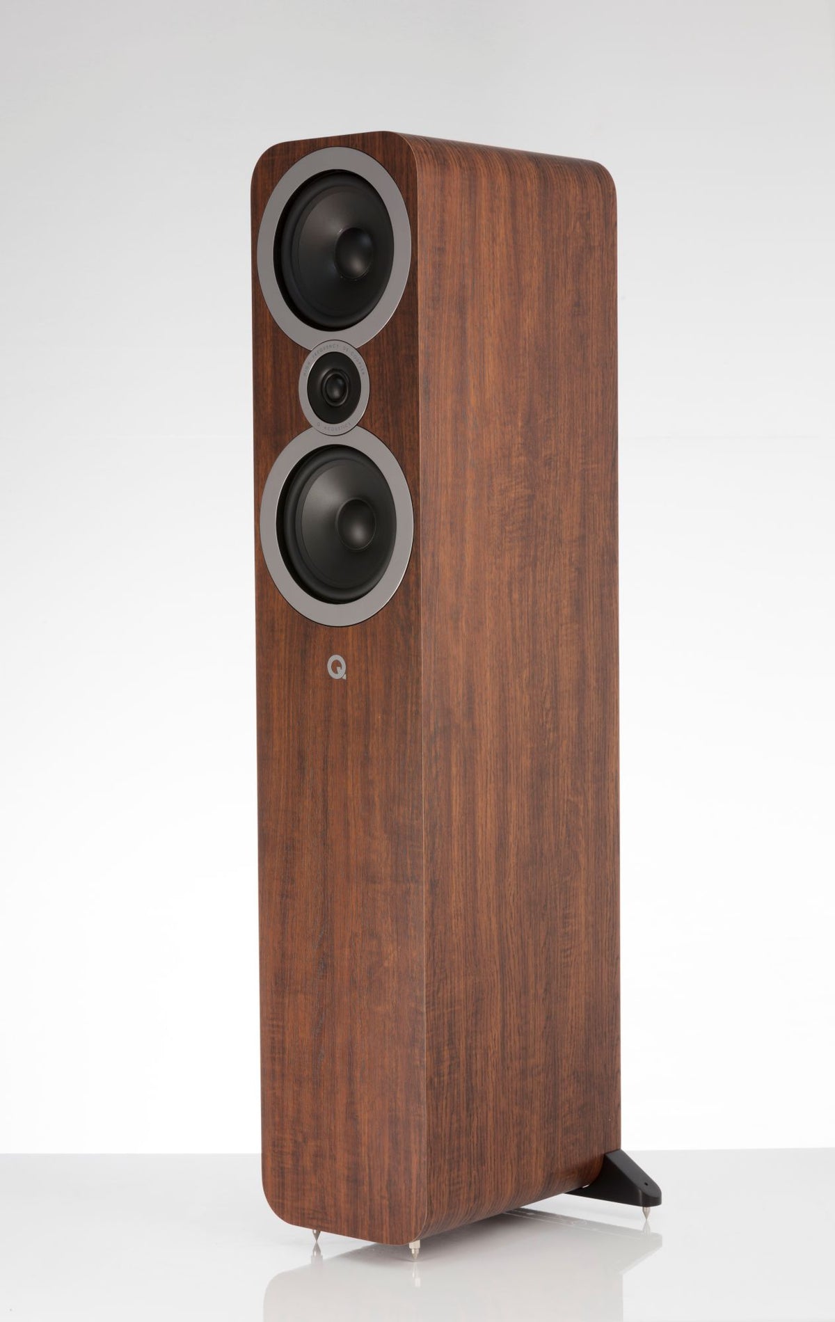 Q Acoustics 3050i Floorstanding Speaker front side view - English Walnut