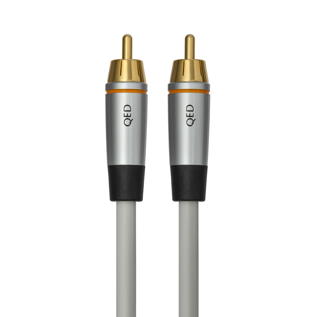 New QED Performance subwoofer cable glod plated rca plugs with grey barrels