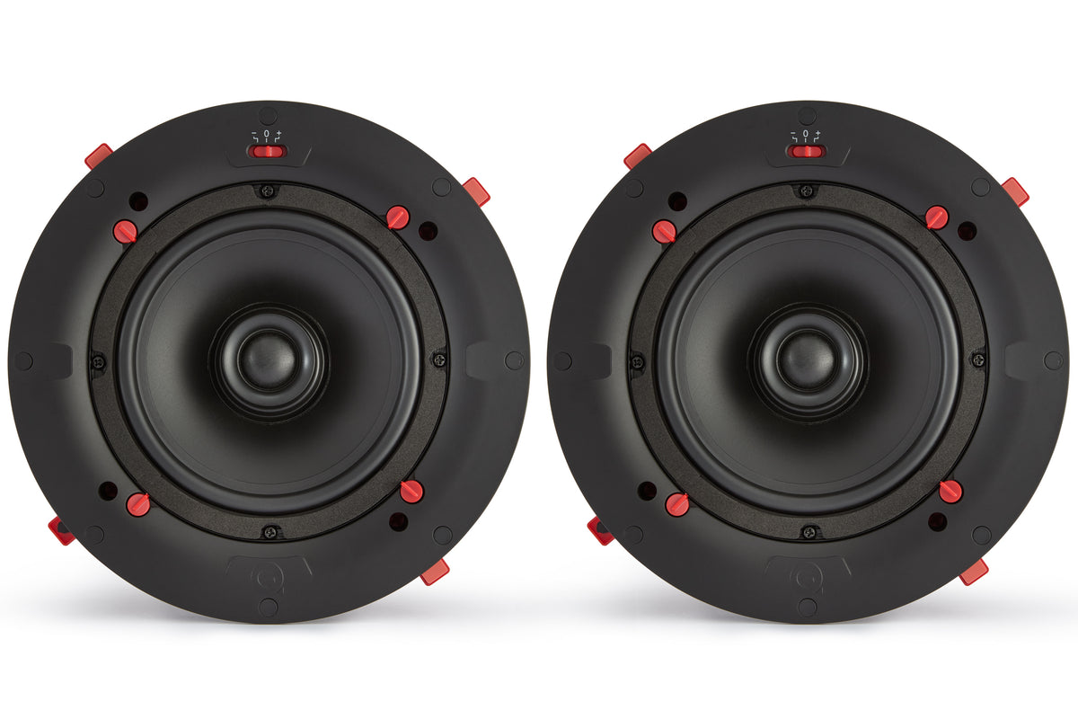 Q Acoustics Easyfit QI65CWE IPX4 rated Pair of inceiling speakers without white grilles front view