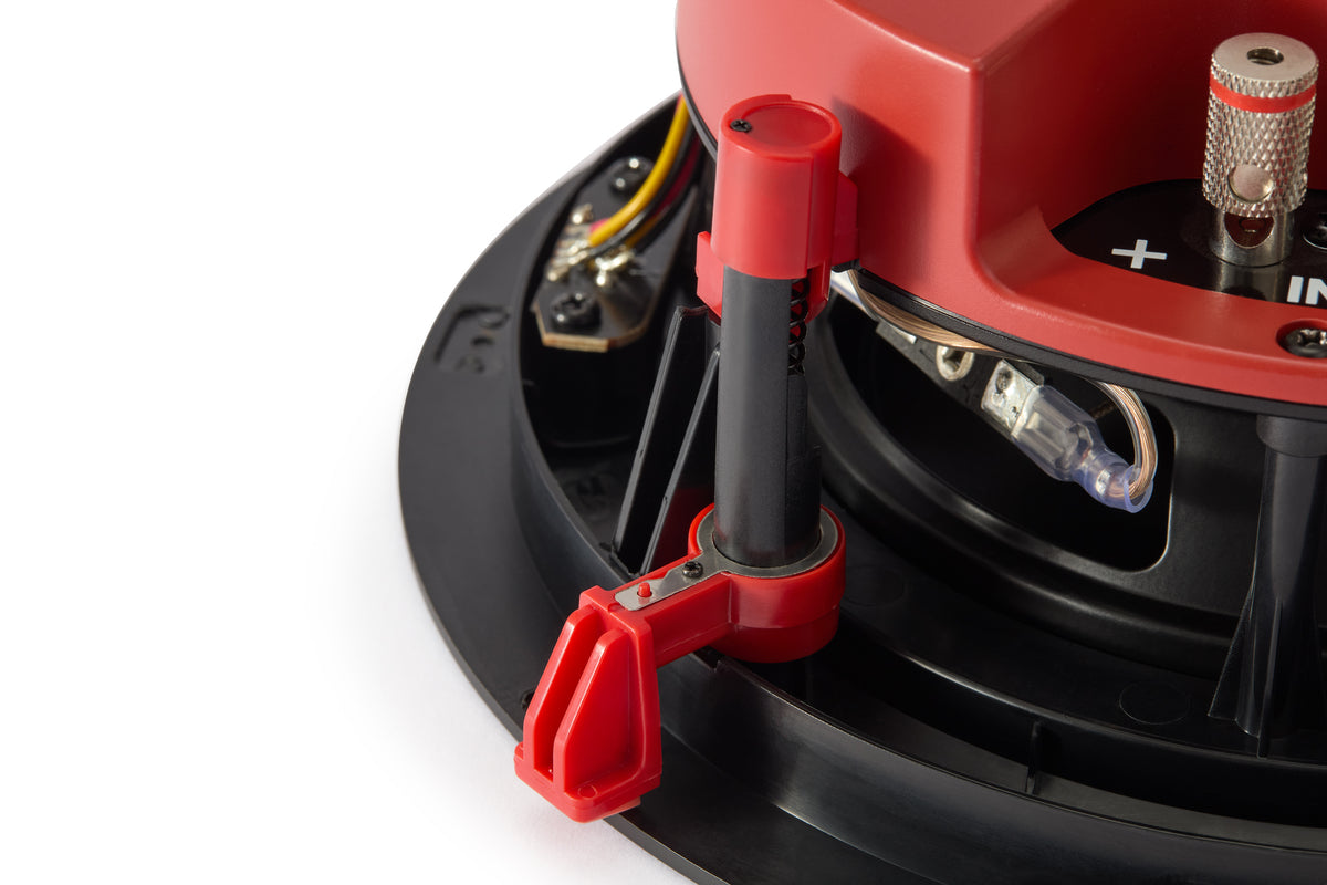 Q Acoustics Easyfit QI65CWE IPX4 rated inceiling speaker fixings close up