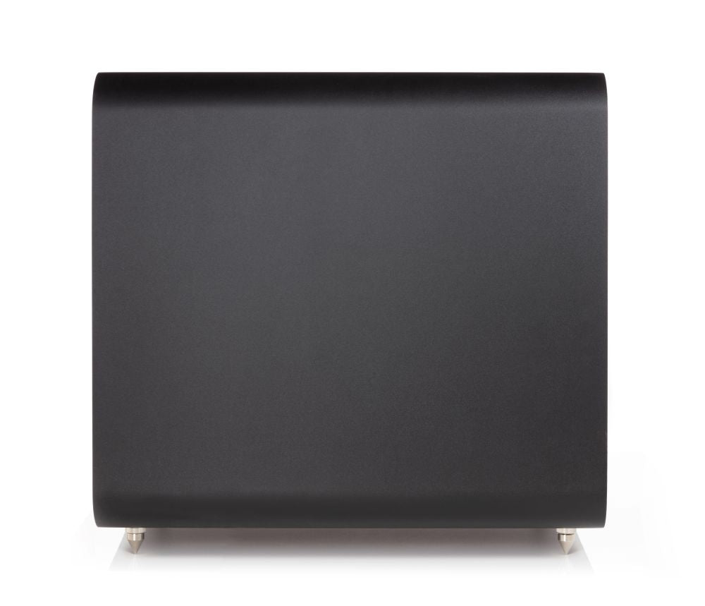 Q Acoustics QB12 12 inch subwoofer carbon black colour side view