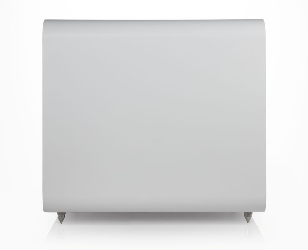 Q Acoustics QB12 12 inch subwoofer matt white colour side view