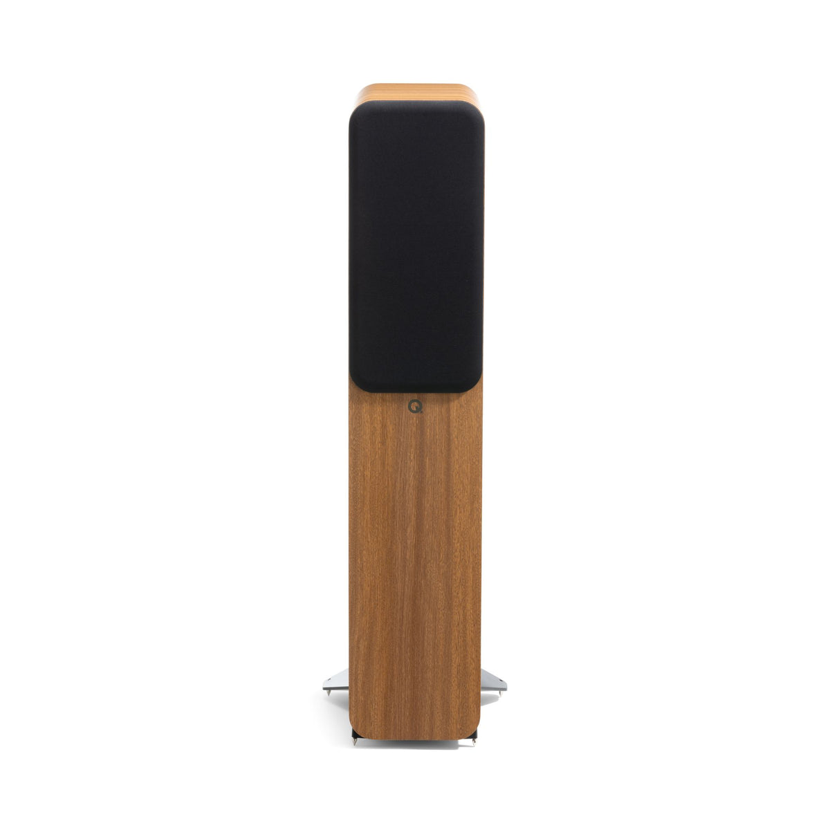 Q Acoustics 3050c floorstanding speakers front view with grille - Pin Oak