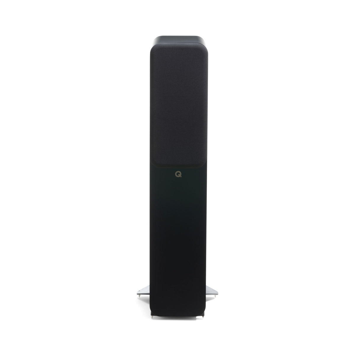 Q Acoustics 3050c floorstanding speakers front view with grille - Satin Black